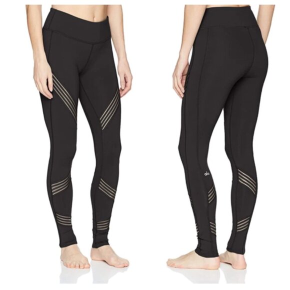 Alo Multi Legging Mid Rise Sporty Moto Mesh Paneling Pant - Small - Picture 1 of 8